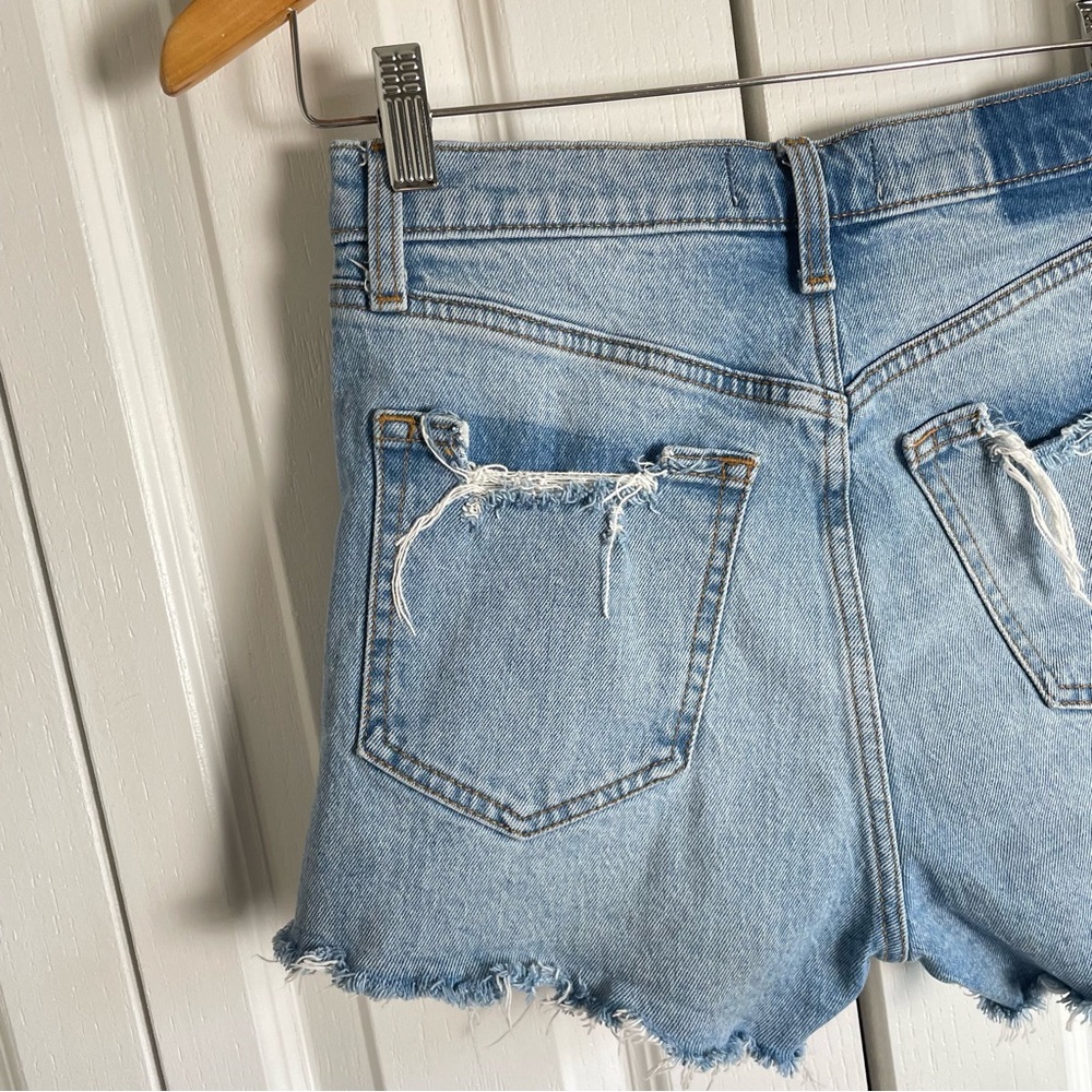 EUC Abercrombie & Fitch High Rise Mom Shorts Women’s 25 Blue Light Wash Stretch - Picture 6 of 14